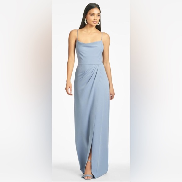 NWT Sachin & Babi Paulina 4-Way Stretch Crepe Gown –Slate Blue Slate Blue Size 6 - Picture 1 of 13